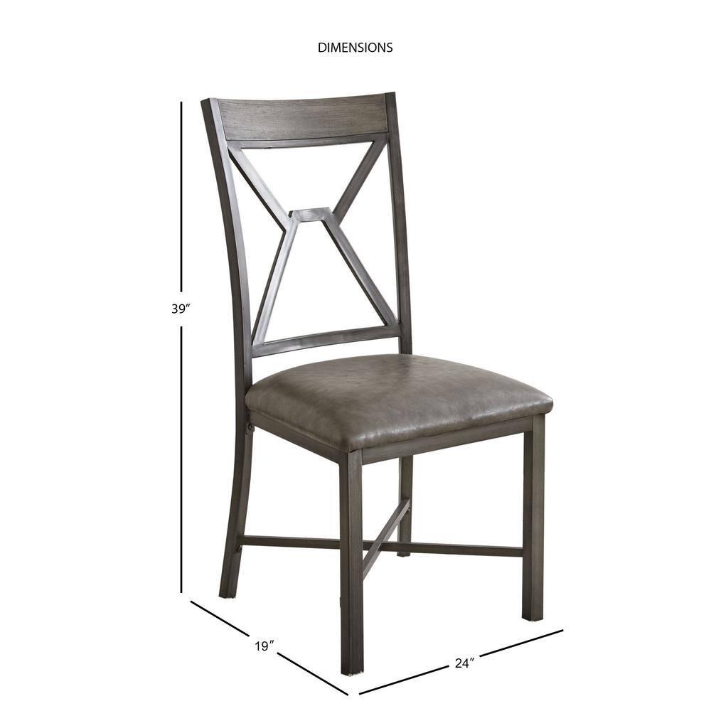 Set of 2 Alamo Side Chair Gray: Upholstered, Metal Legs, Geometric Cutouts - Steve Silver Co.