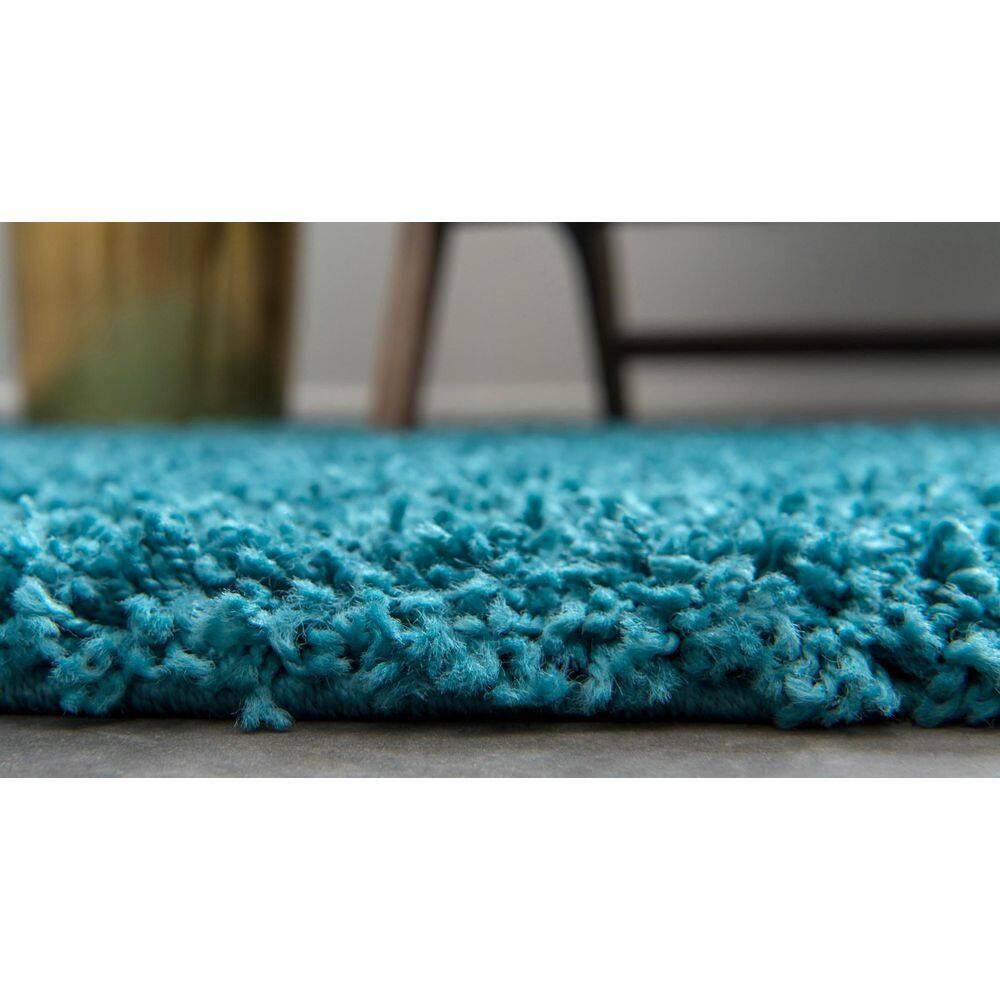 Unique Loom 2' 2 x 6' 7 Solid Shag Deep Aqua Blue Area Rug