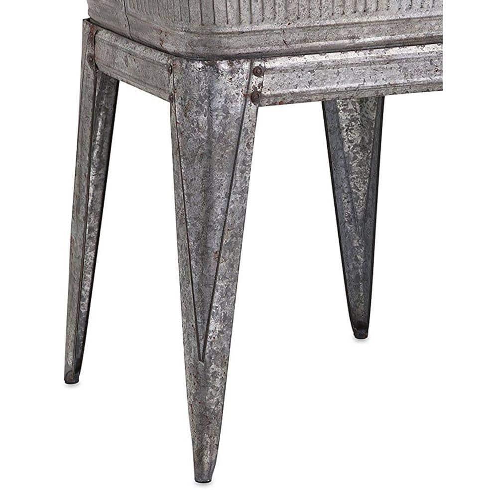 Gray Galvanized Metal Beverage Tub on Stand, 32-inch Height