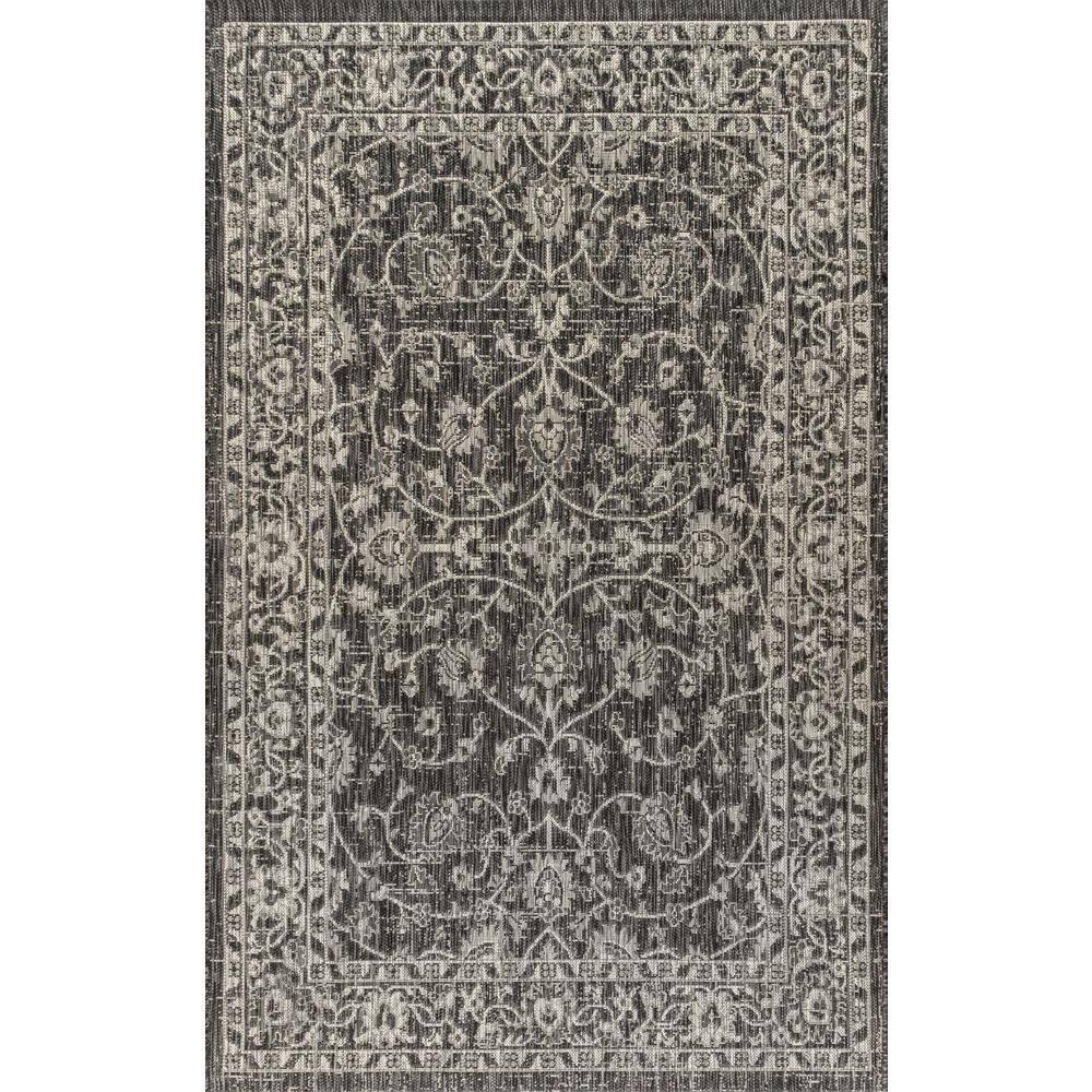 4'x6' Palazzo Vine and Border Textured Weave Indoor/Outdoor Area Rug, Black/Gray - JONATHAN Y