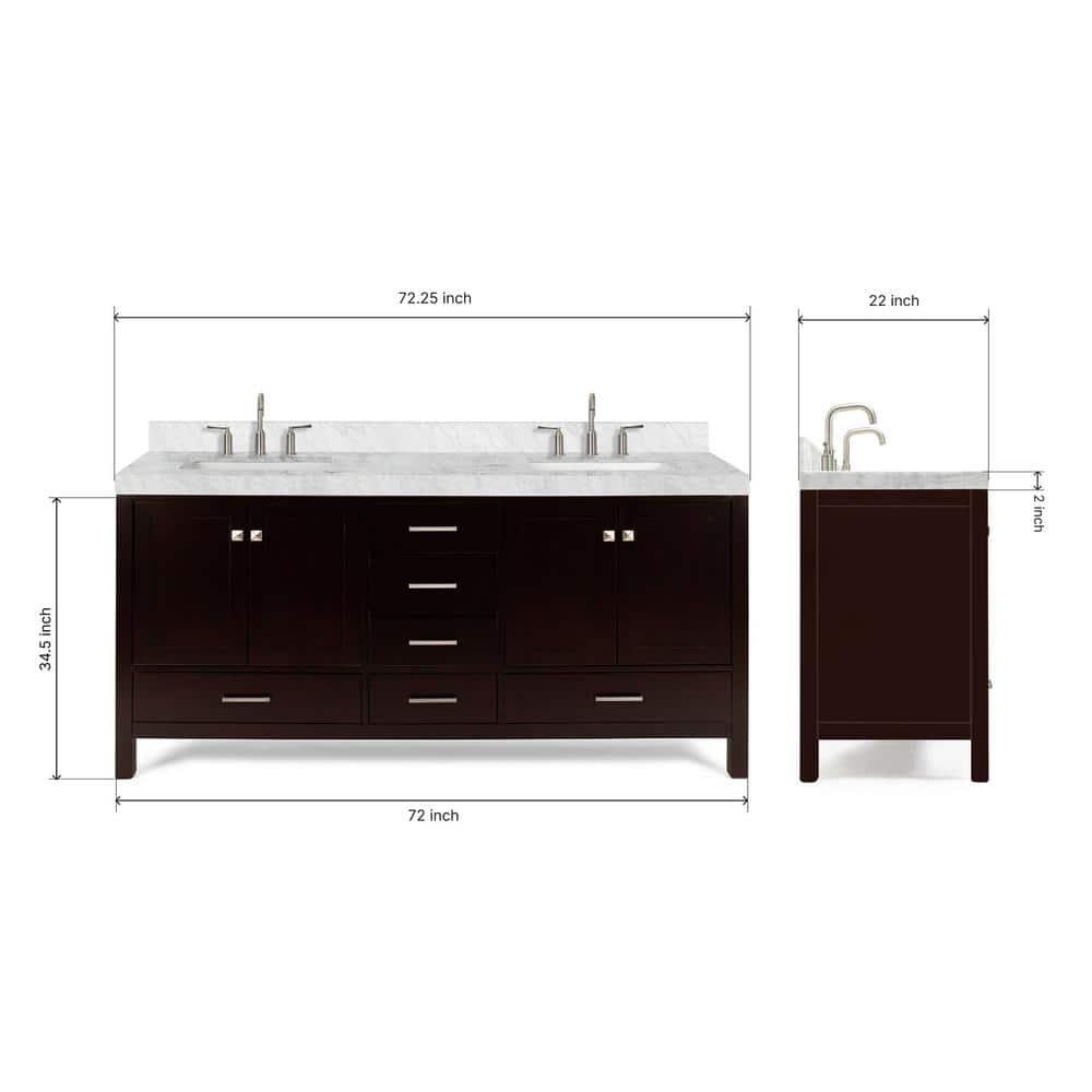 Cambridge Double Bathroom Vanity with Carrara Marble Top