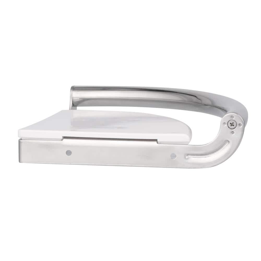 Delta 8-1/2 in. L Polished Chrome Stainless Steel Corner Shelf with Assist Bar