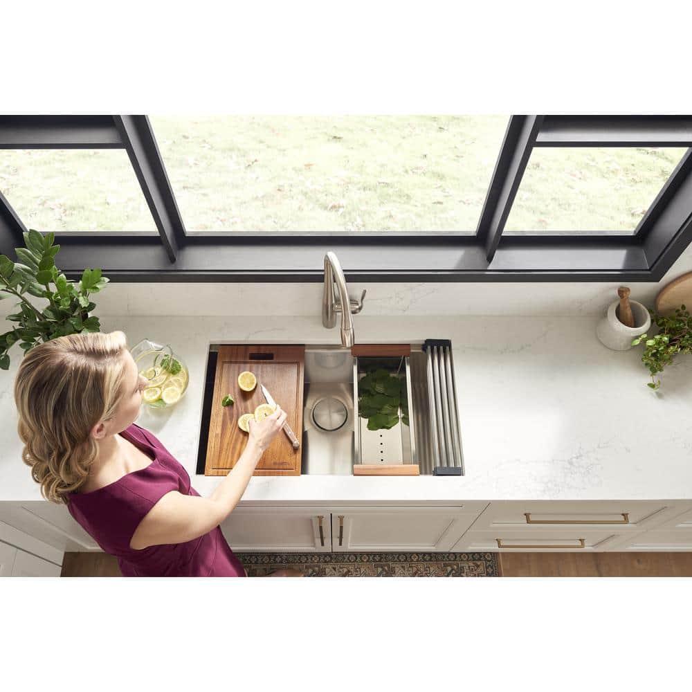 Ruvati Workstation Rounded Corners Undermount Ledge Kitchen Sink with Accessories