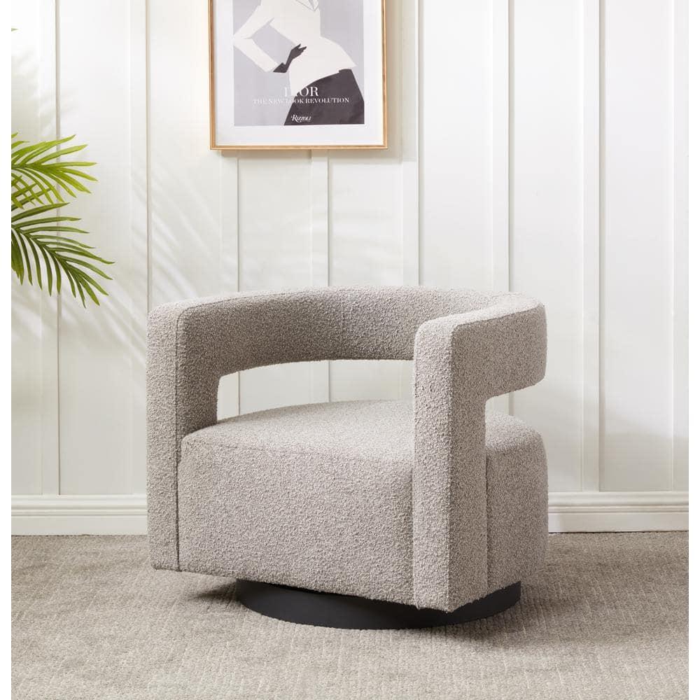 Edgar Velvet Swivel Chair - SFV4764 - Light Grey/Black - Safavieh Couture