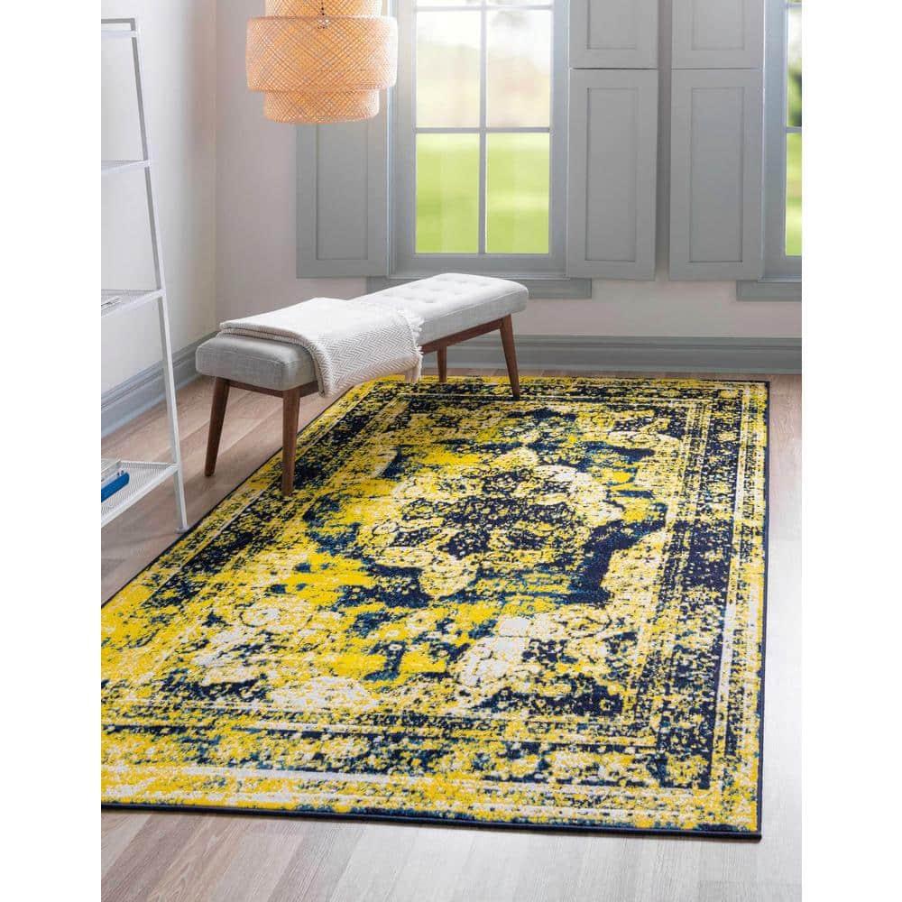 Unique Loom 4' 0 x 6' 0 Sofia Salle Garnier Navy Blue Area Rug