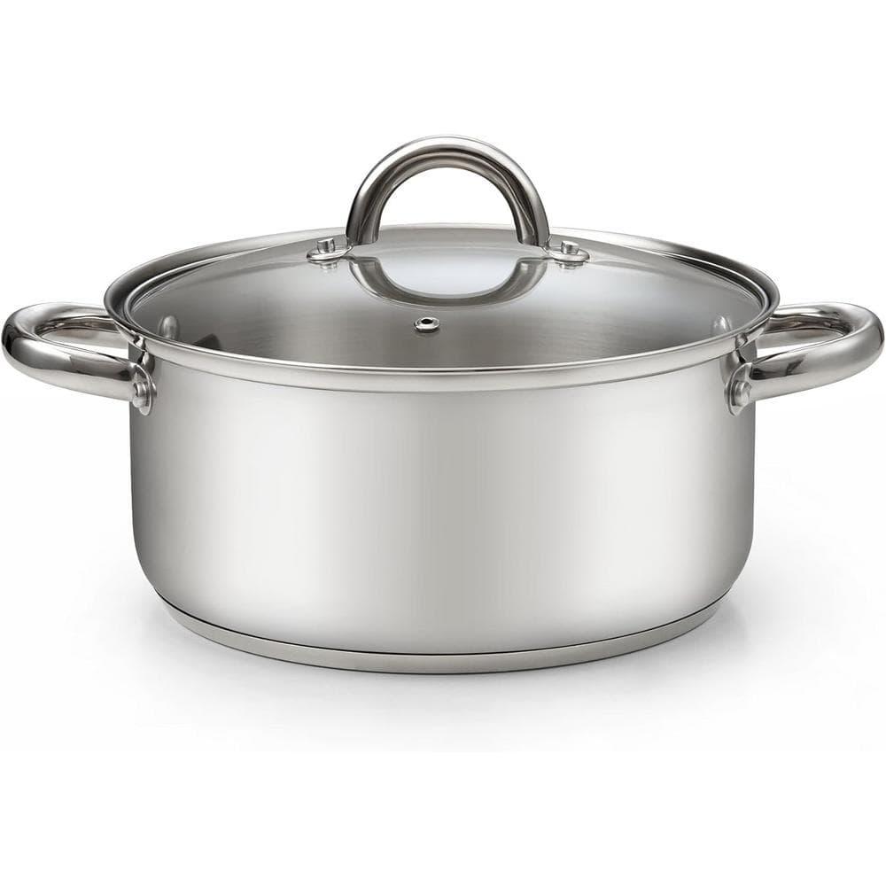 Cook N Home Cook N Home 5.5-quart Sauce Pot Stainless Steel Stockpot With Glass Lid, Basics Saucier Casserole Stock Pot