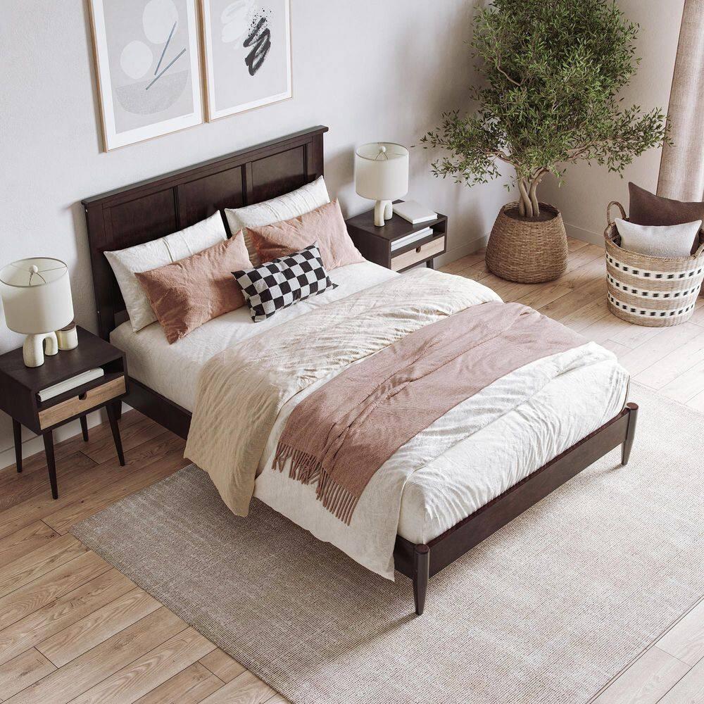 AFI Charlotte Full Solid Wood Low Profile Platform Bed, Espresso