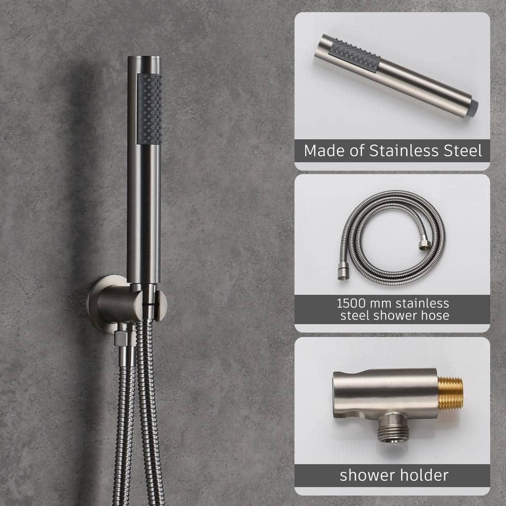 Luxury Wall-Mounted 3-Function Shower System Solid Brass Mixer Valve, 1.8 GPM Flow & Dual Showerheads with Rough-in Valve