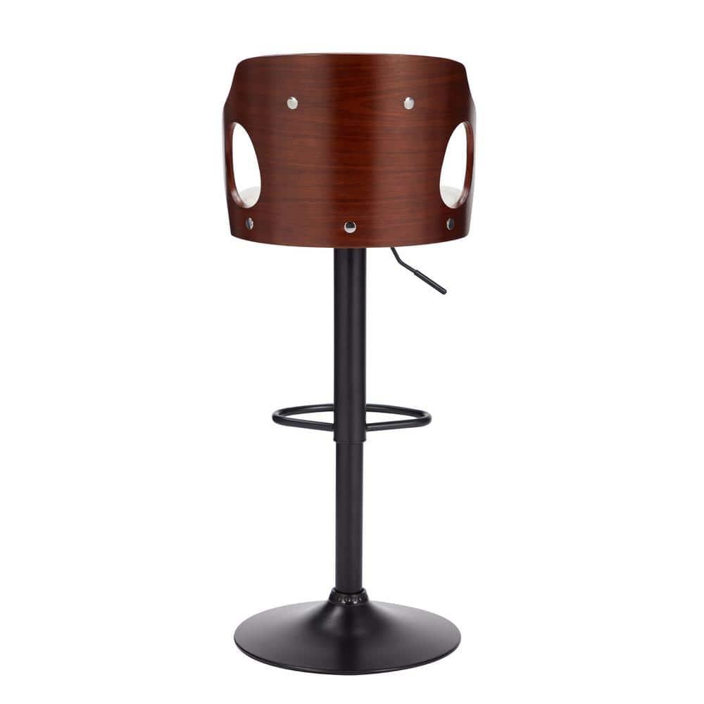 ECOTOUGE Swivel Bar Stools Set of 2, Height Adjustable Island Stools with Bentwood Back, Faux Leather Counter Height Bar Stools for Kitchen, Pub and Cafe, White