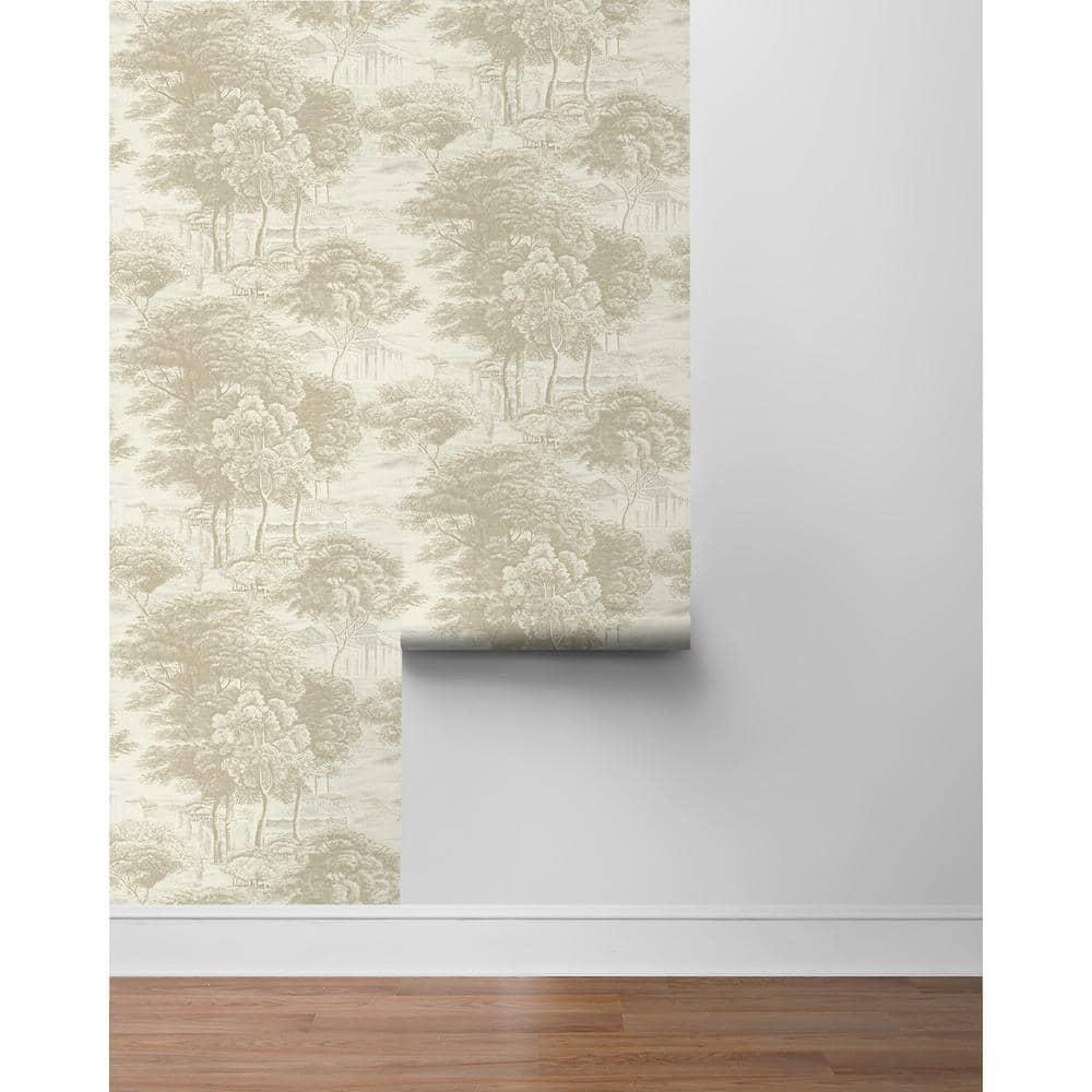 Linen Botanical Peel and Stick Wallpaper, 20.5" x 216"