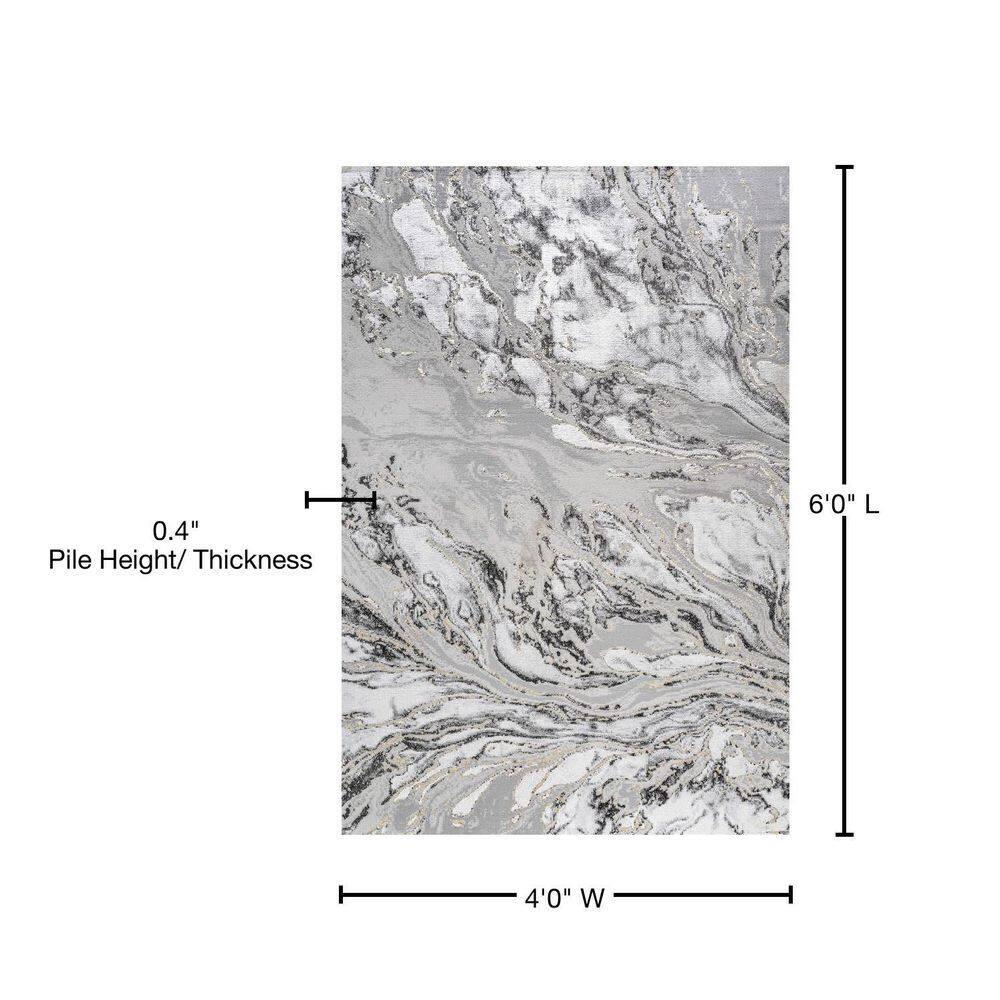 4'x6' Swirl Marbled Abstract Area Rug, Gray/Black - JONATHAN Y