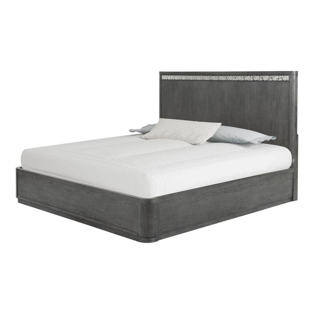Furniture of America Cheri Solid Wood Adult Platform Bed, King, Ash Gray
