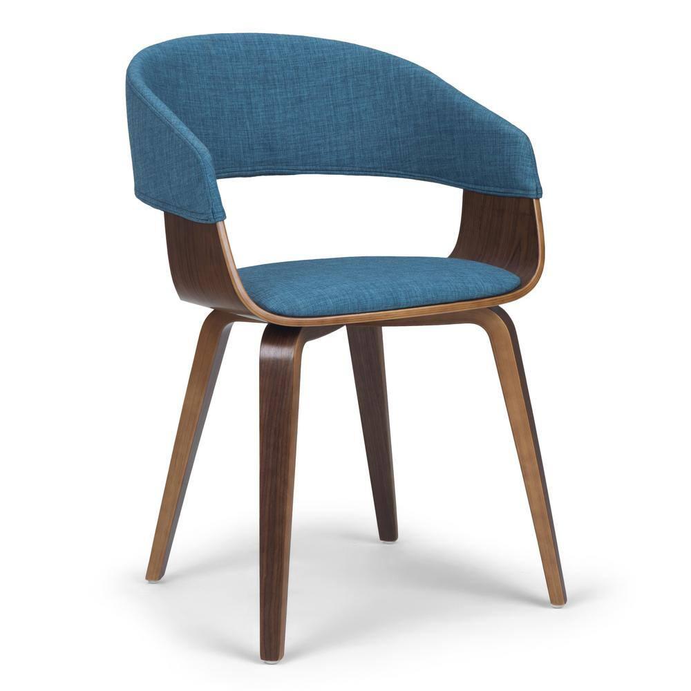 Lowell Bentwood Upholstered Dining Chair with Curved Backrest in Mid-Century Modern Style