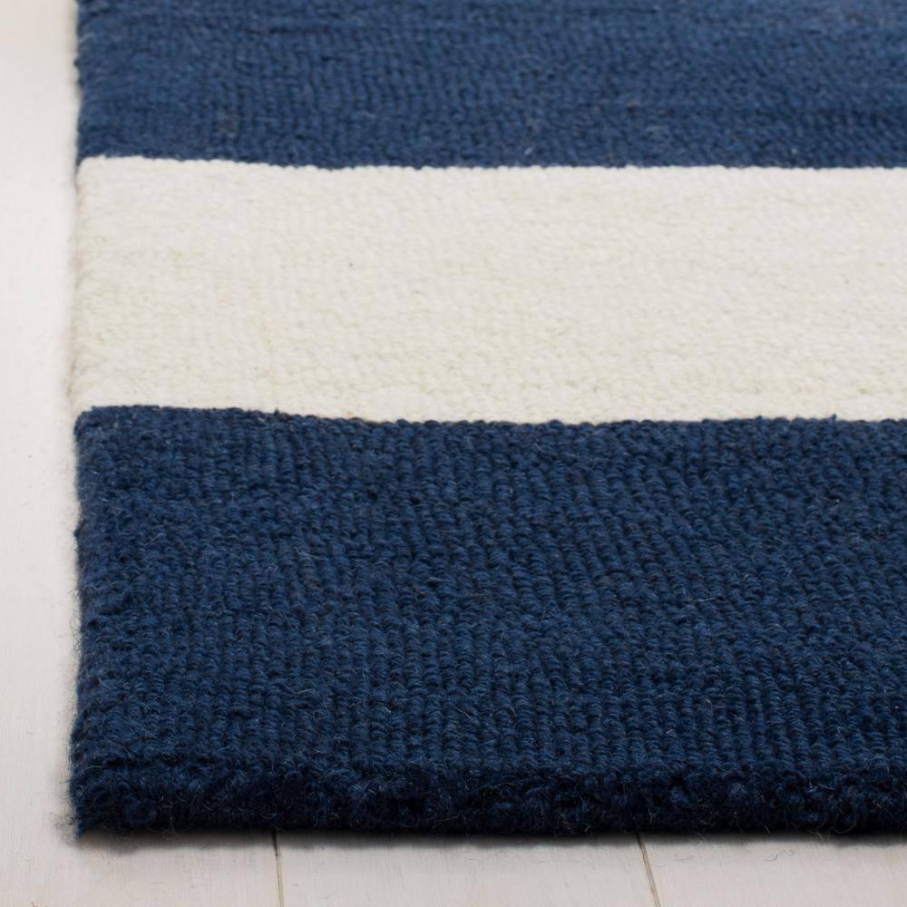 SAFAVIEH Kids Rugby Striped Wool Area Rug, Navy/Ivory, 9' x 12'