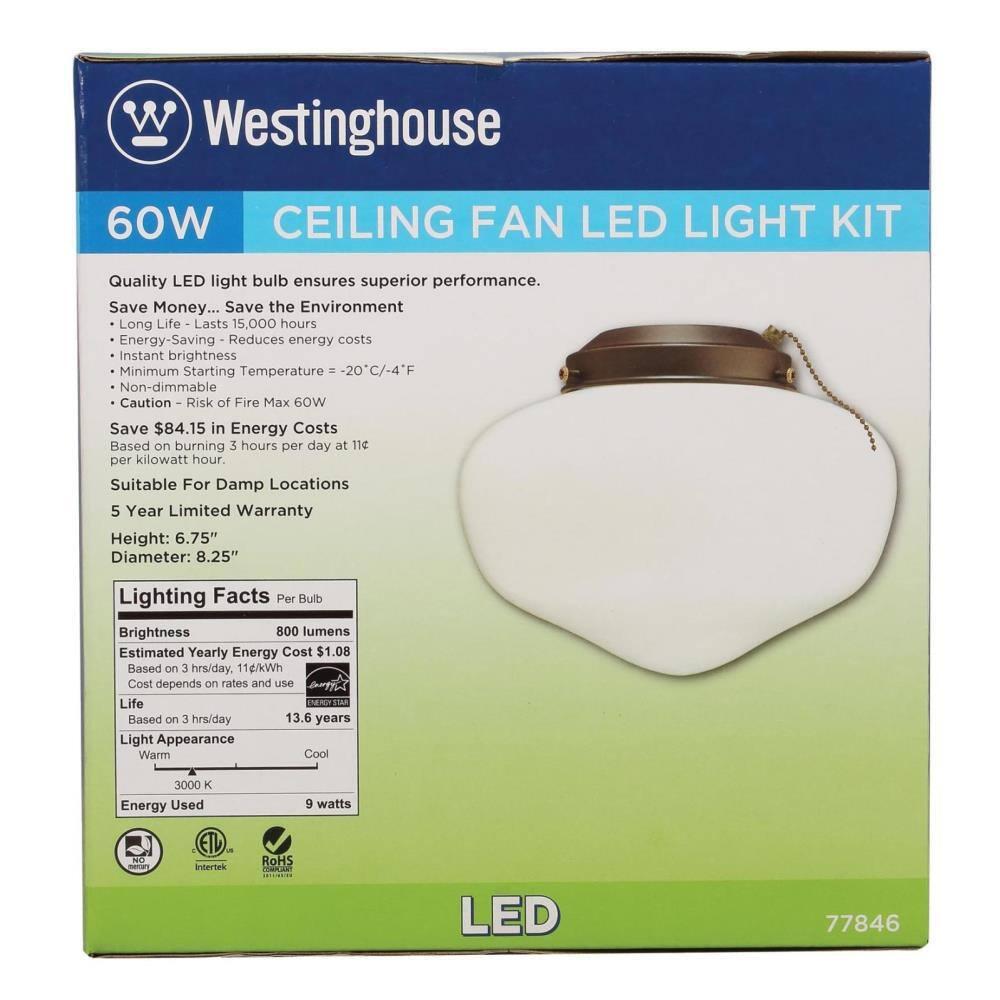 Westinghouse Oil Rubbed Bronze White Schoolhouse Ceiling Fan Light Kit