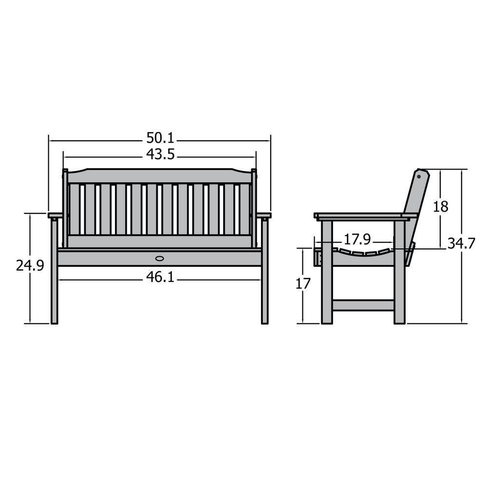 4' Lehigh Garden Bench White - highwood: Durable Poly Lumber, Fade-Resistant, 500lb Capacity