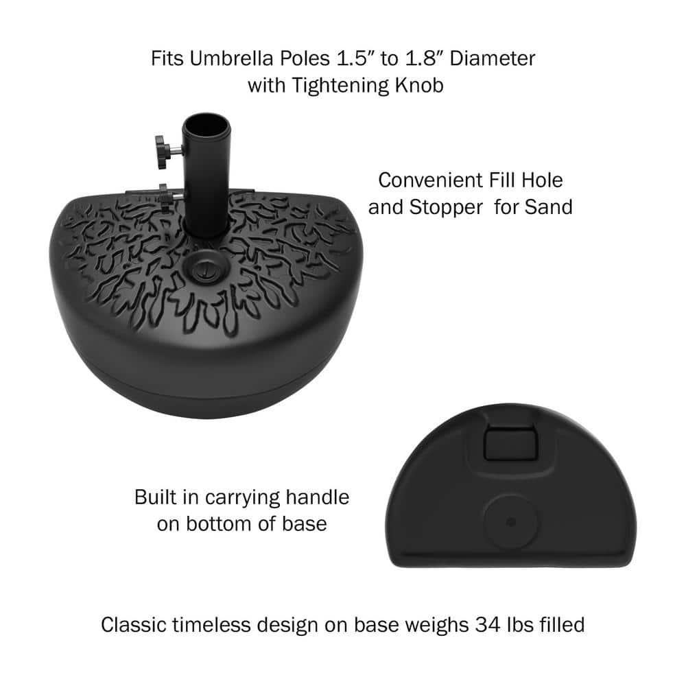 Pure Garden 34lb Fillable Half Round Umbrella Base for Patios and Balconies
