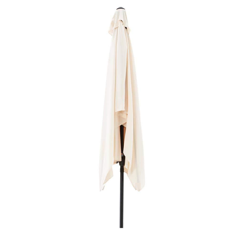 Rectangular Patio Umbrella - 10 Ft Easy Crank Sun Shade with Push Button Tilt for Outdoor Furniture, Deck, Backyard, or Pool by Pure Garden (Beige)