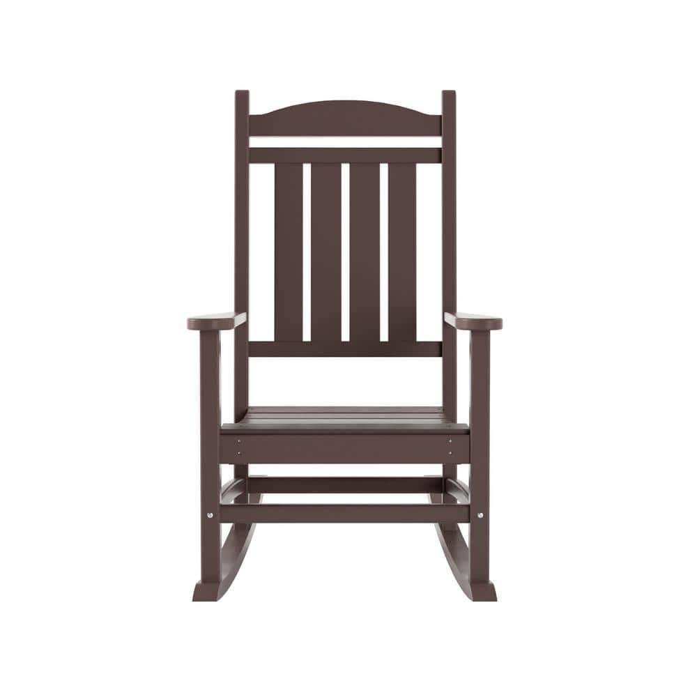 Polytrends  Laguna Hdpe All Weather Outdoor Patio Rocking Chair Dark Brown
