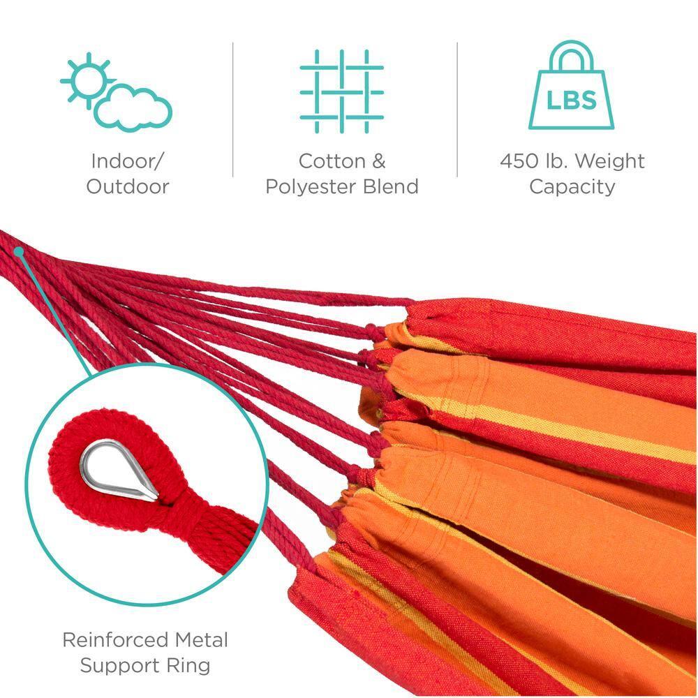 Kirkby 2-Person Brazilian-Style Cotton Double Hammock Bed w/ Portable Carrying Bag