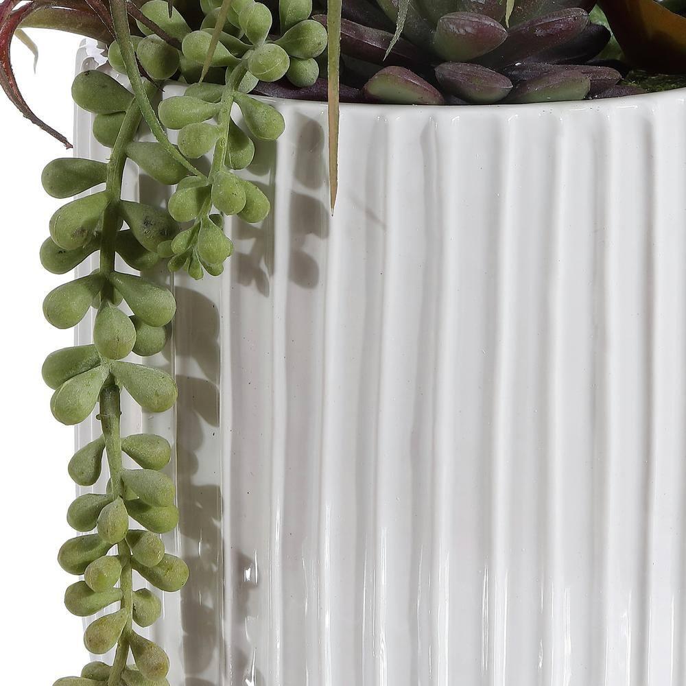 SAFAVIEH Faux 9.5 Inch Mixed Succulent Potted Plant, White