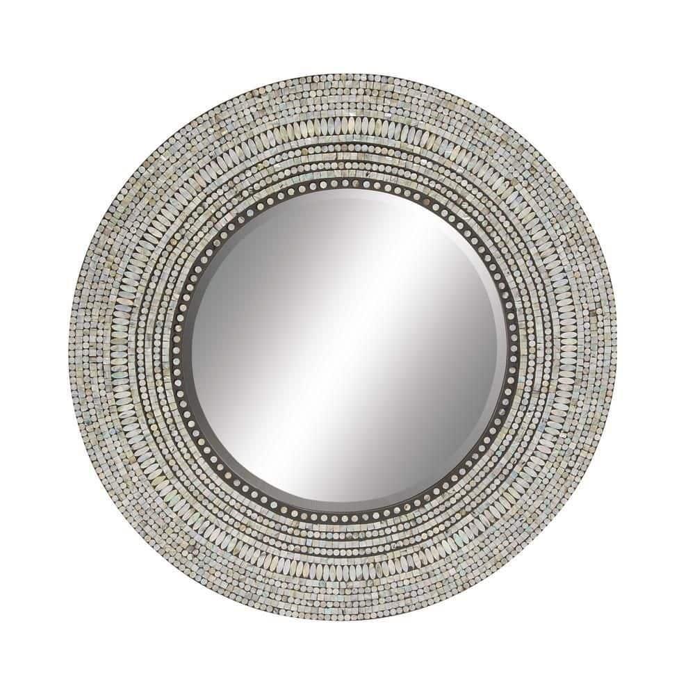 DecMode 39" x 39" Gray Handmade Mosaic Wall Mirror