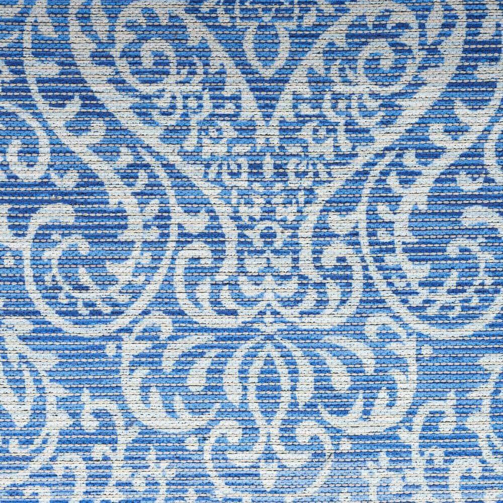 Waverly Washables Collection 7'10" x 9'10" Blue Damask Indoor Rug