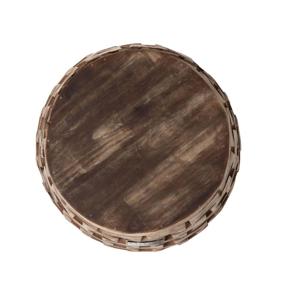 Balkene Home Maya Oval Rustic Garden Stool Wood Outdoor Seating & End Table Portable Adaptable Outdoor Furniture - Seasoned Patina Finish