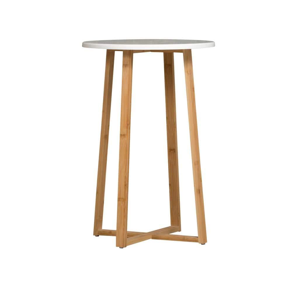 Eccostyle Solid Bamboo Frame Round Plant Table - White