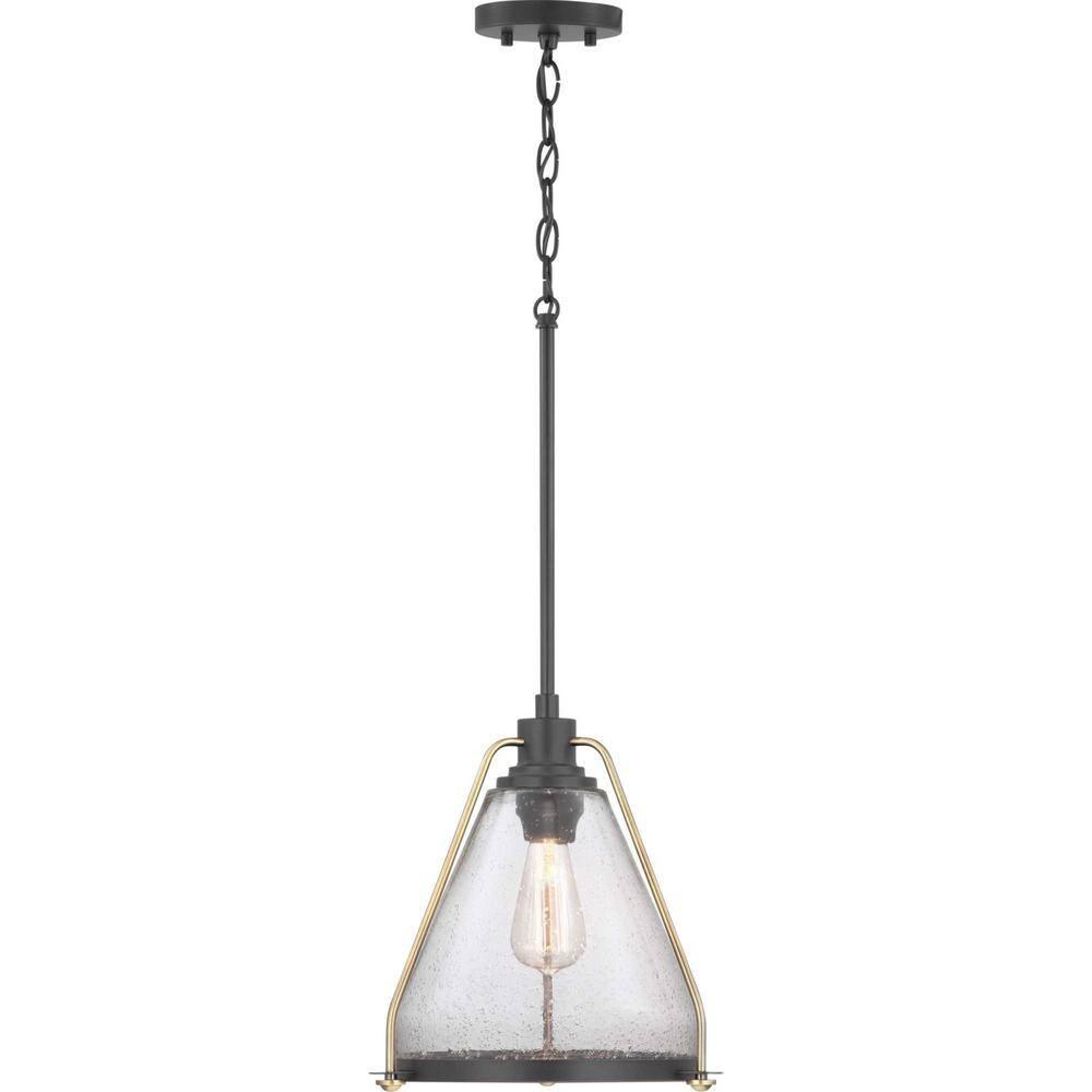 Progress Lighting, Range Collection, 1-Light Wall Sconce, Antique Bronze, Clear Seeded Glass Shade