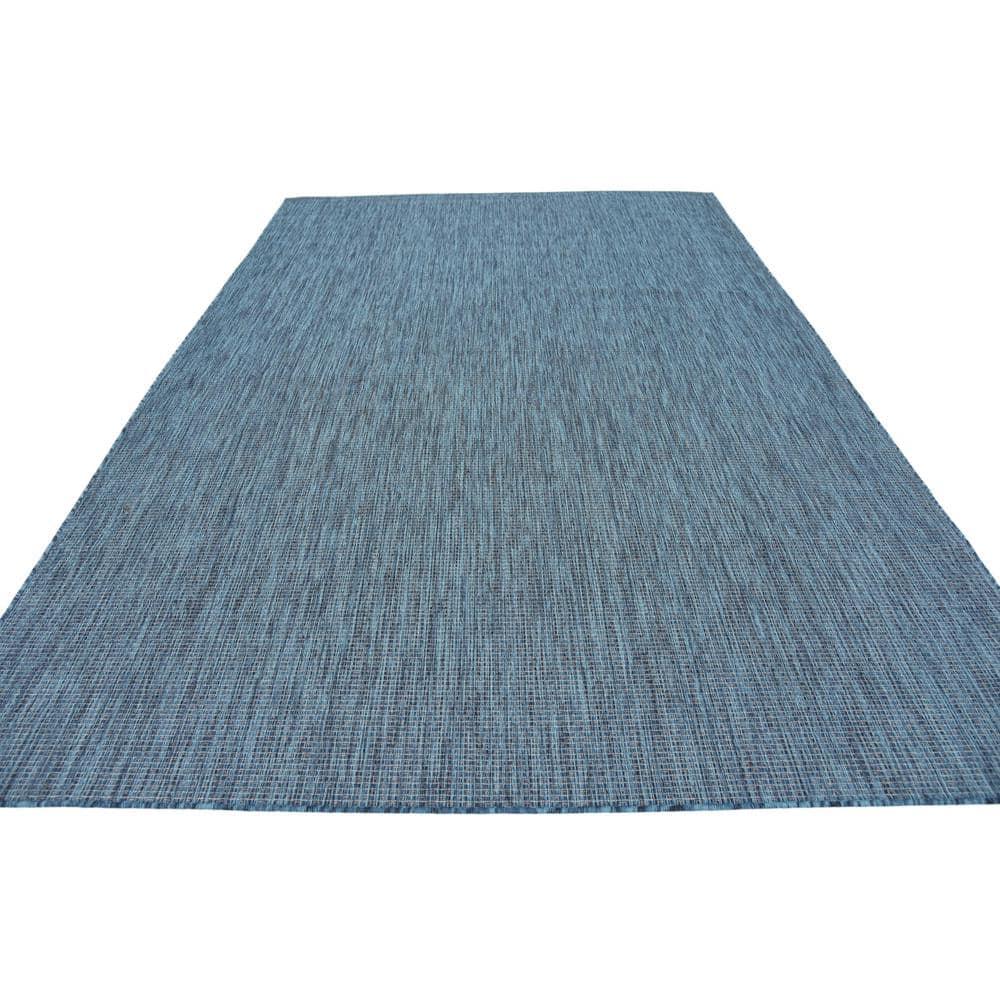 Unique Loom 7' 0 x 10' 0 Rectangle Indoor/Outdoor Solid Teal Area Rug