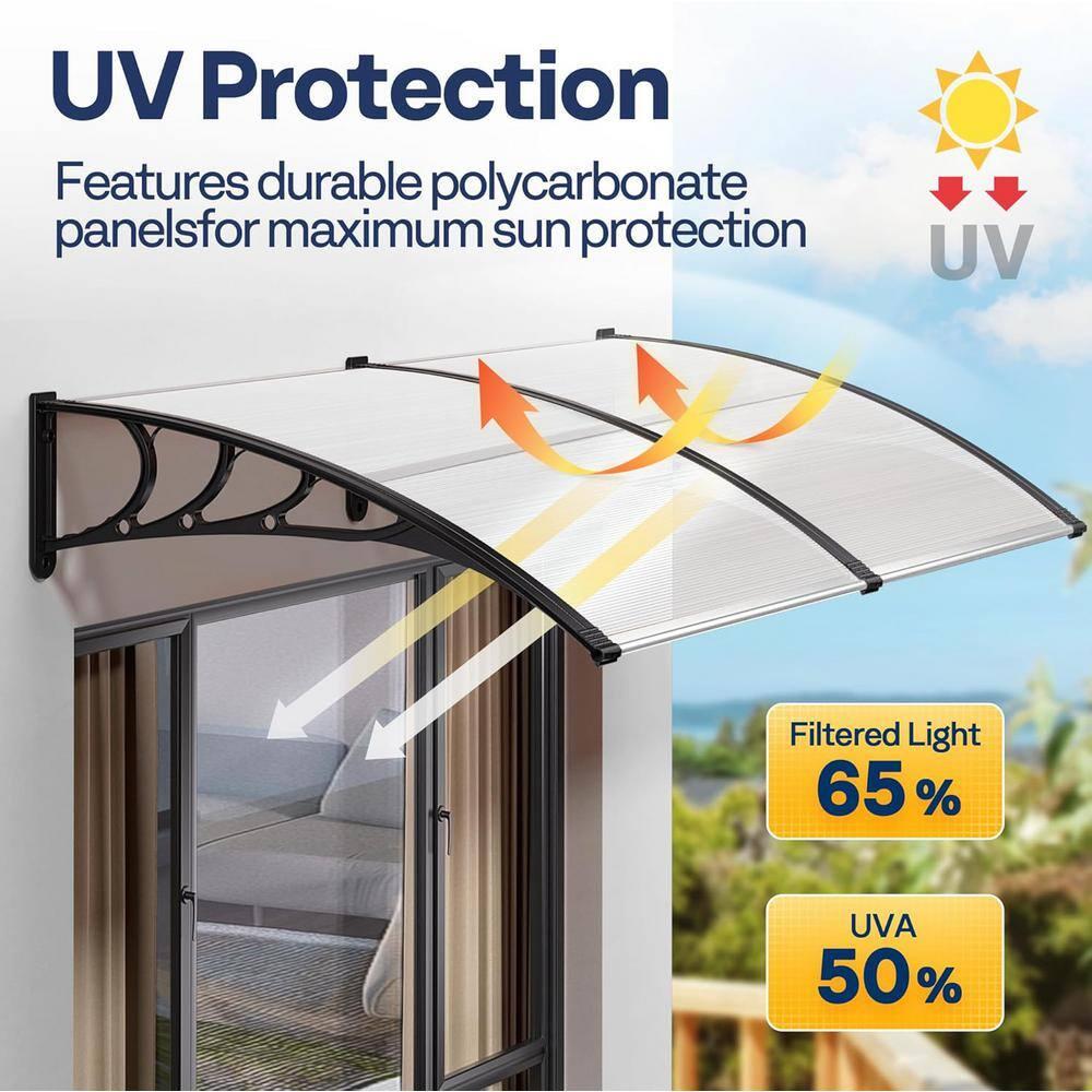 VIVOHOME VIVOHOME Plastic Clear/Black Cover Retractable Door/Window Awning