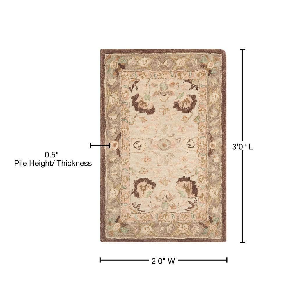 SAFAVIEH Anatolia Venice Floral Wool Area Rug, Ivory/Brown, 2' x 3'