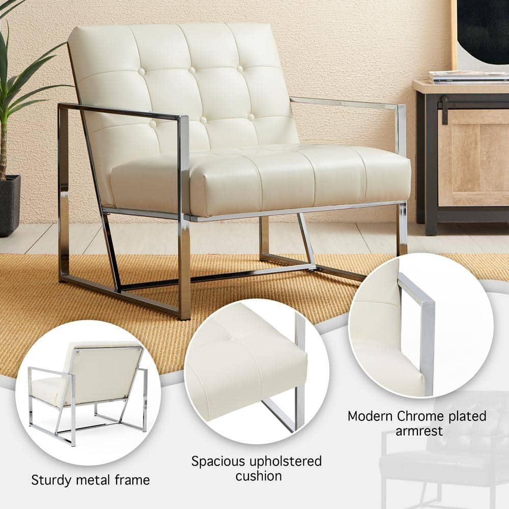 Siebo 30'' Wide Tufted Cream Armchair