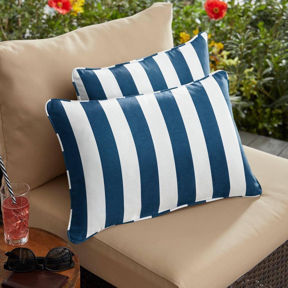 Warrick Striped Indoor/Outdoor Lumbar Throw Pillow (Set of 2)
