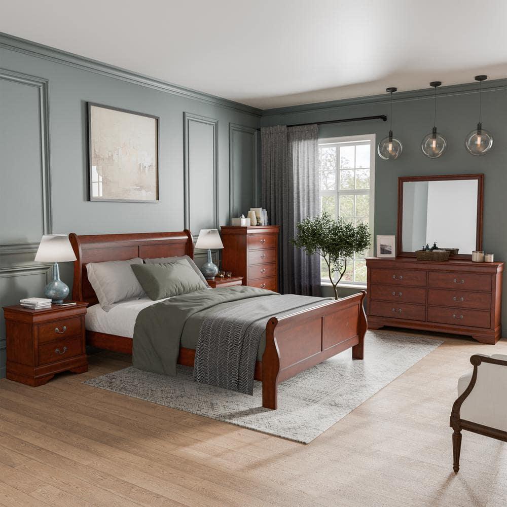 Furniture of America Toni Wood 6-Drawer Dresser with Mirror in Cherry