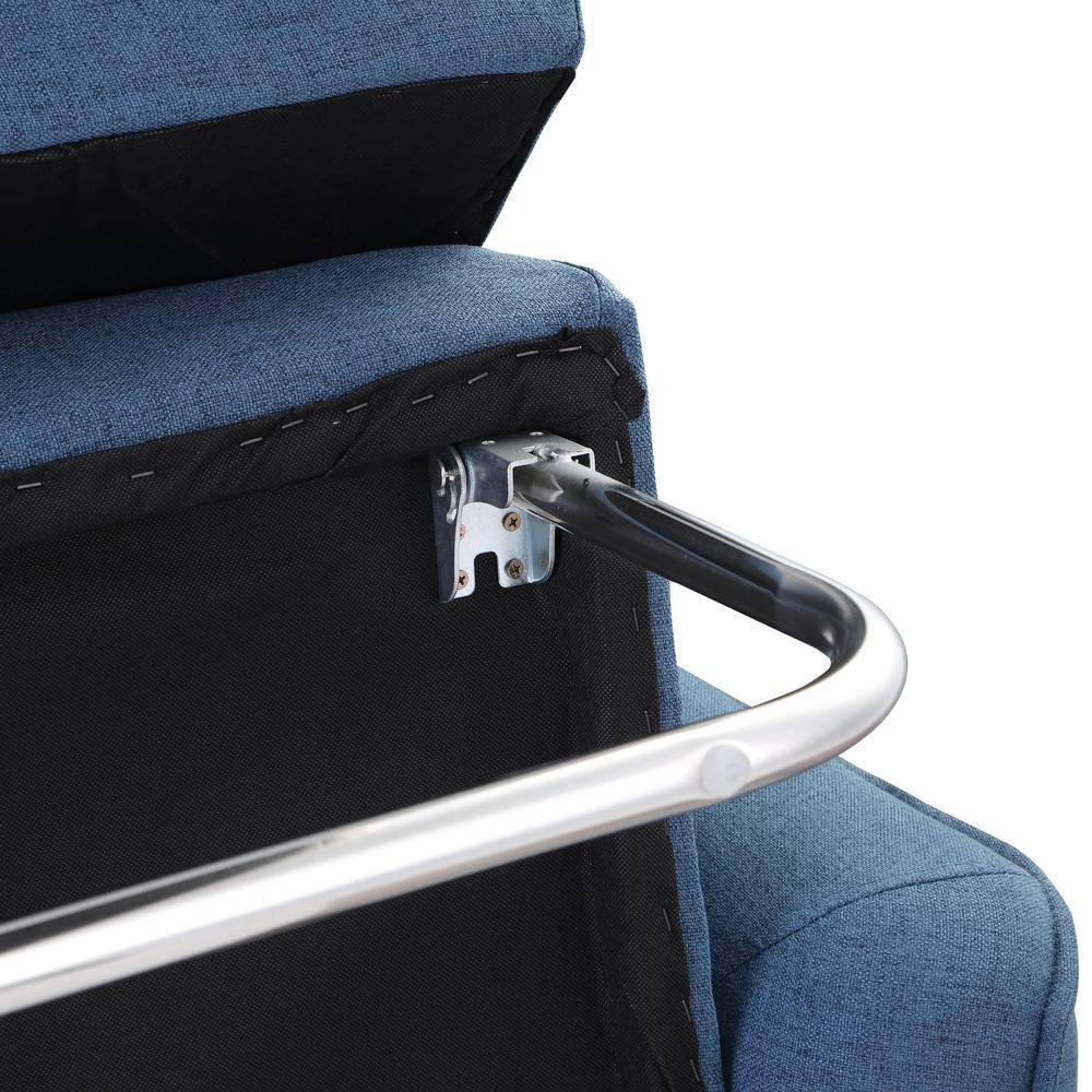 Lester Chaise Sleeper Sofa in Blue fabric with Black legs
