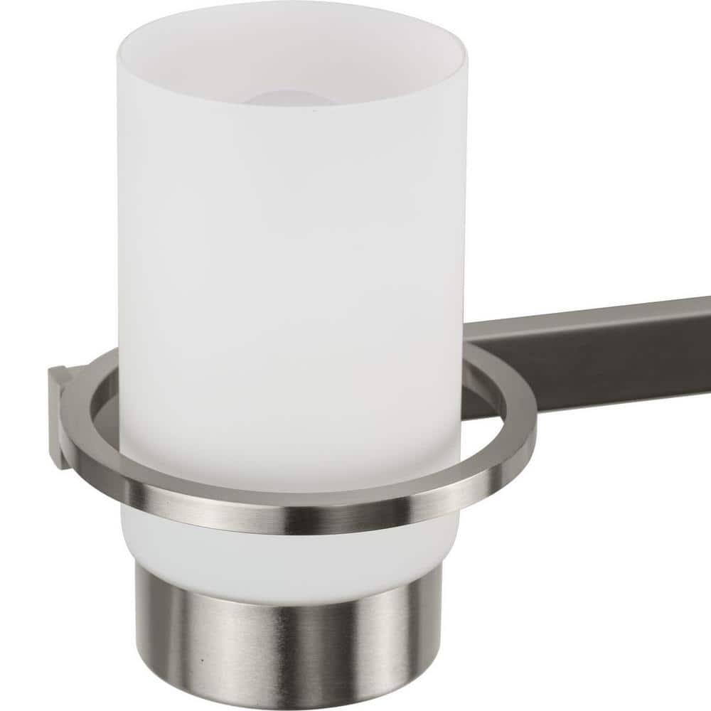 Progress Lighting Reiss 4-Light Vanity Light, Brushed Nickel, White Glass Shades