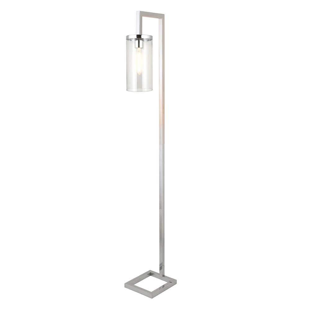 Evelyn&Zoe Modern Metal Floor Lamp with Clear Glass Shade