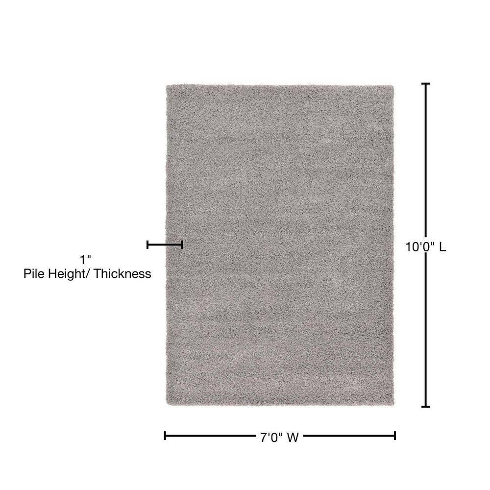 Unique Loom Solid Shag Collection Area Rug (7' 1" x 10' Rectangle Cloud Gray)