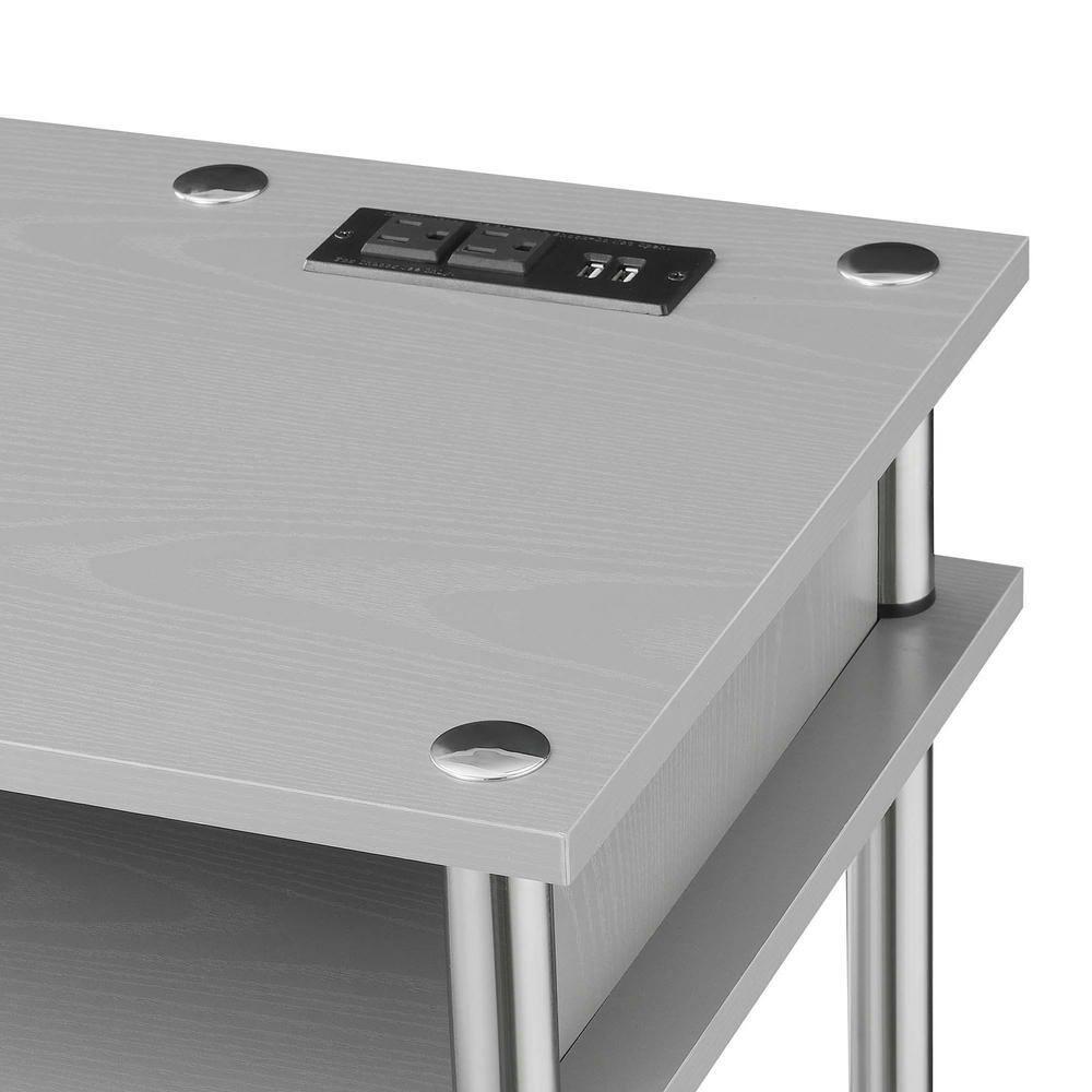Adult, Designs2Go No Tools 30 inches Tall Student Desk w/ Charging Station and Shelves, Gray