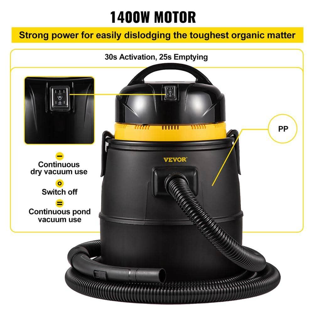 VEVORbrand Pond Vacuum Cleaner, 1400W Motor in Continuous Intermittent Cycle, 120V Motor w/15 ft Electric Wire for Ponds, Swimming pools, Homes, and Vehicles