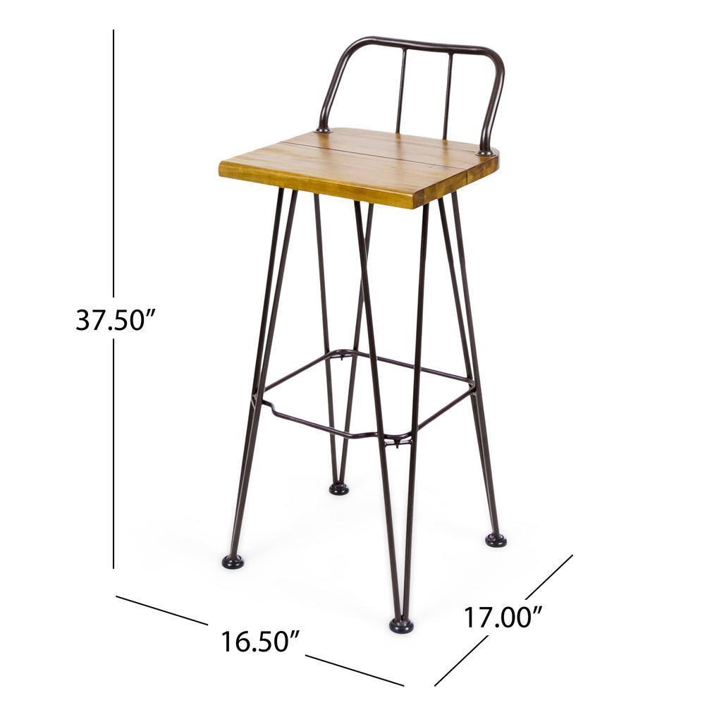 Noble House Denali Outdoor Teaked Acacia Wood Barstools (Set of 4)