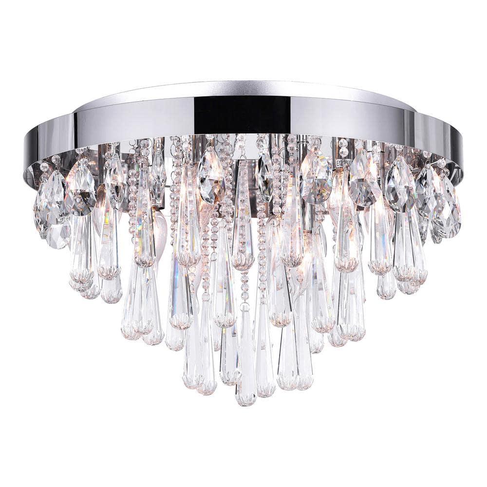 Vast 8-Light Chrome Crystal Flush Mount Ceiling Fixture