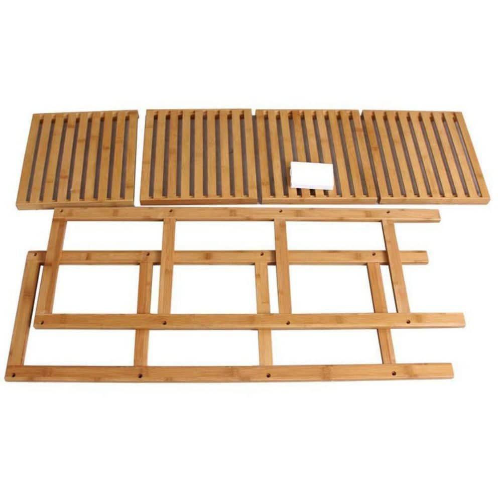 4-Tier Bamboo Bathroom Shelf, Narrow Shelving Unit, Multifunctional Storage Rack, Corner Rack, for Kitchen, Living Room, Bedroom, Entryway, Bathroom, Natural UBCB54Y
