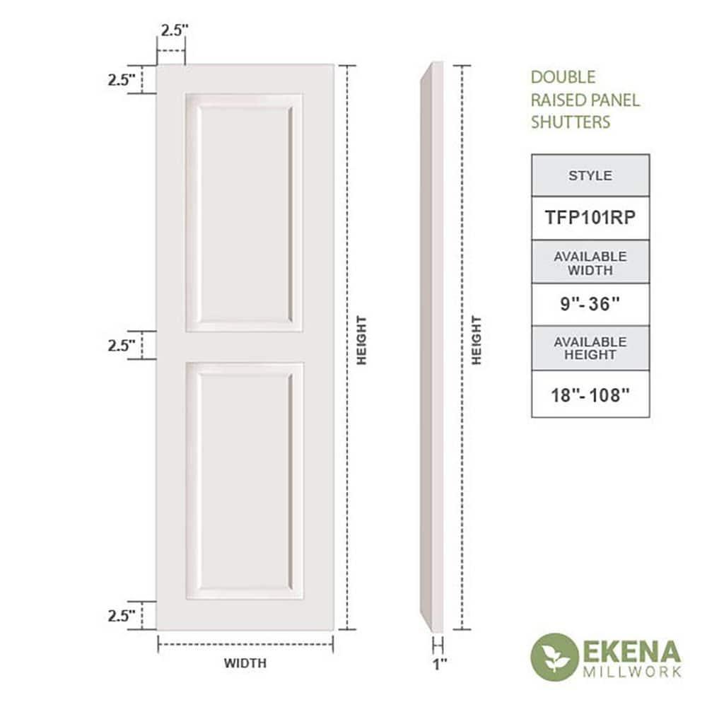 True Fit PVC Two Equal Raised Panel Shutters