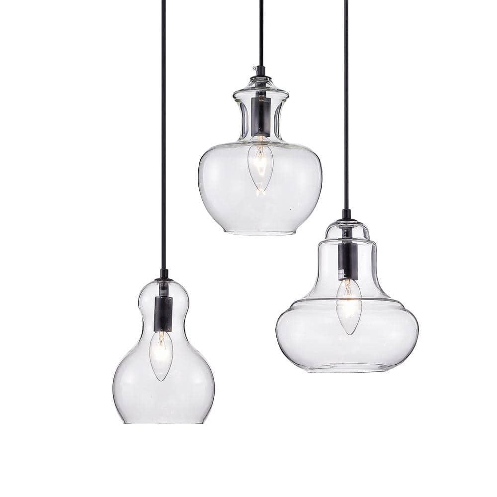 Beveen Round 3-Light Glass Gourde Lamp Collection