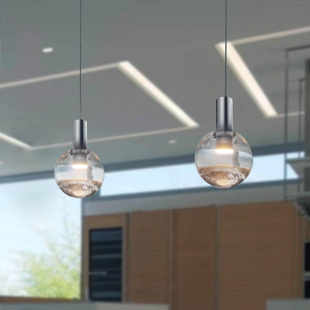Sienna 5-in Integrated LED Height Adjustable ETL Certified Pendant Light with Globe Shade