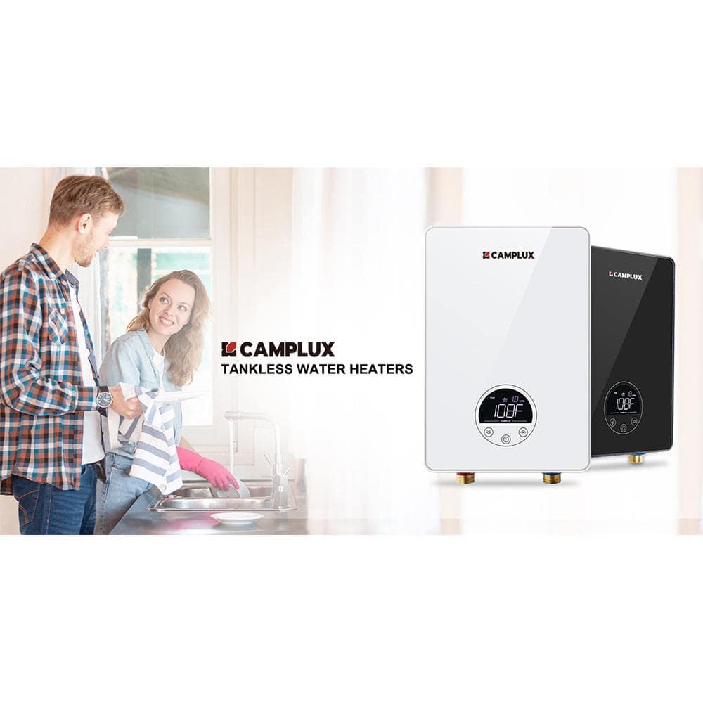 CAMPLUX 1.8 GPM Tankless Electric Water Heater, 6kW 240V, TE06Pro, White
