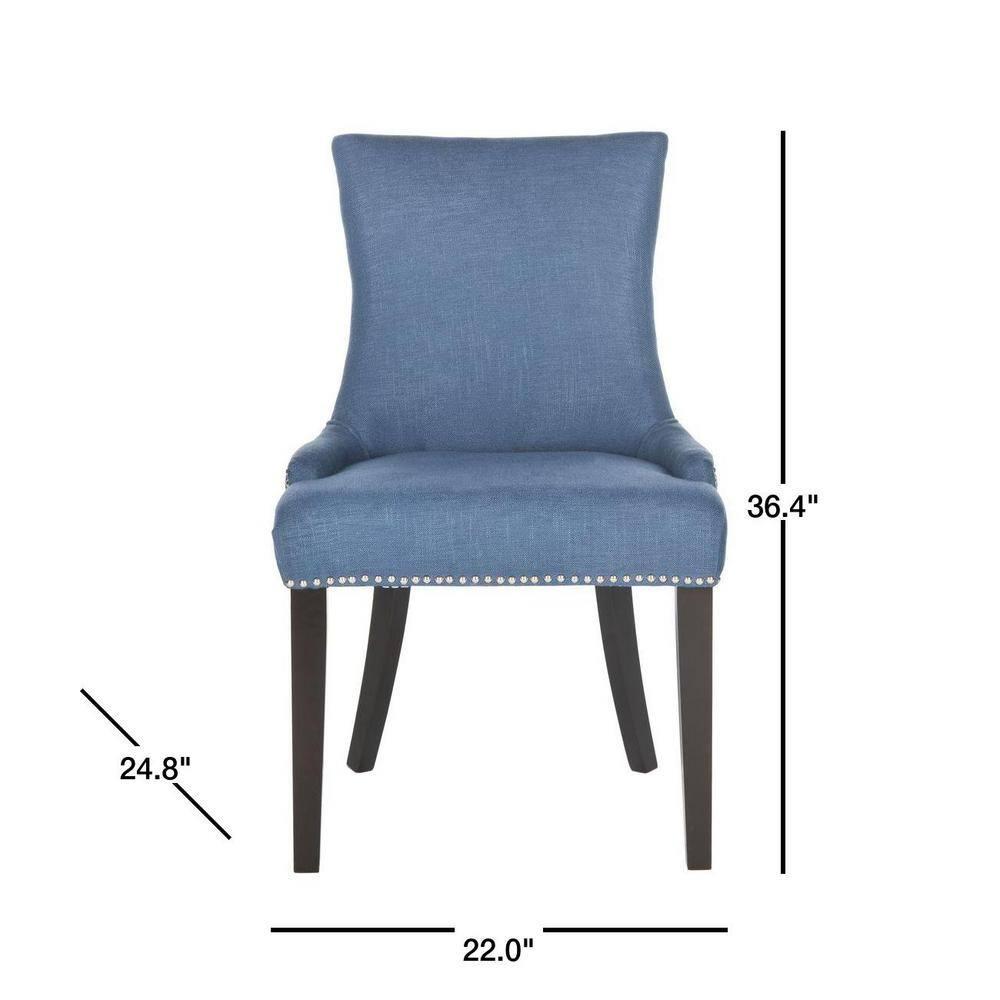 Lester 19" H Dining Chair With Nail Head Trim (Set of 2) - MCR4709 - Navy - Safavieh Couture
